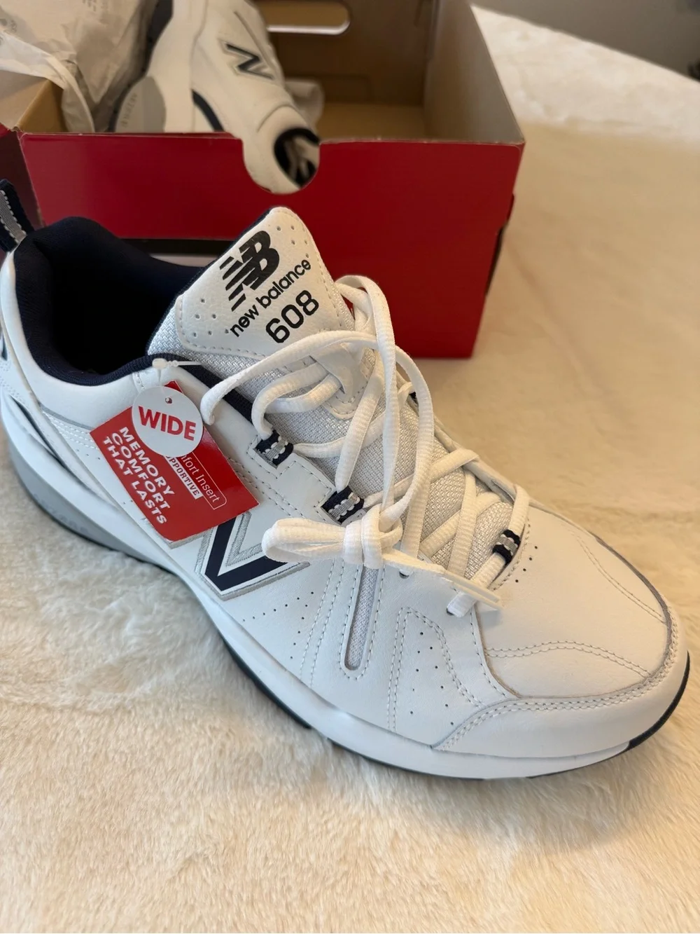 New Balance Men’s 608 White/Navy Training Sneakers - Wide Fit
